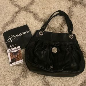 B Makowsky black leather handbag